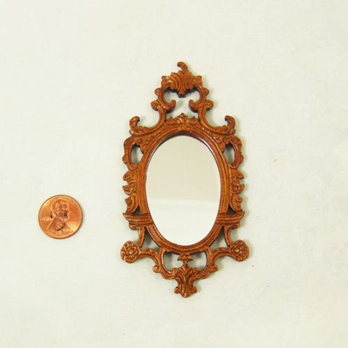 Y6044 Walnut Ornate Wall Mirror in 1" scale - Click Image to Close